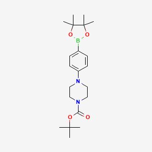 Chemical structure of 4-(4-Boc-piperazino)phenylboronic Acid Pinacol Ester