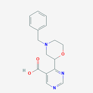 Chemical structure of 4-(4-Benzylmorpholin-2-yl)pyrimidine-5-carboxylic acid