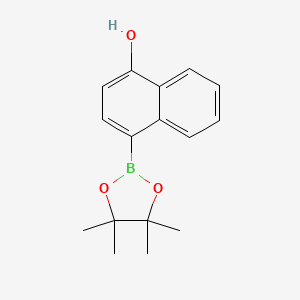 Chemical structure of 4-(4,4,5,5-Tetramethyl-1,3,2-dioxaborolan-2-yl)naphthalen-1-ol