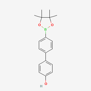 Chemical structure of 4'-(4,4,5,5-Tetramethyl-1,3,2-dioxaborolan-2-yl)biphenyl-4-ol