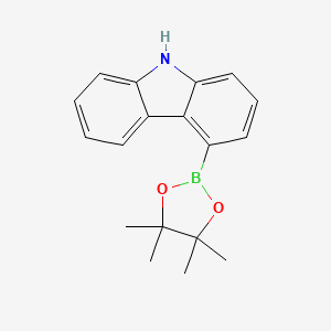 Chemical structure of 4-(4,4,5,5-Tetramethyl-1,3,2-dioxaborolan-2-yl)-9H-carbazole