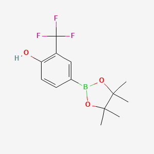 Chemical structure of 4-(4,4,5,5-Tetramethyl-1,3,2-dioxaborolan-2-yl)-2-(trifluoromethyl)phenol