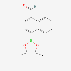 Chemical structure of 4-(4,4,5,5-Tetramethyl-1,3,2-dioxaborolan-2-yl)-1-naphthaldehyde