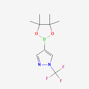Chemical structure of 4-(4,4,5,5-Tetramethyl-1,3,2-dioxaborolan-2-yl)-1-(trifluoromethyl)-1H-pyrazole