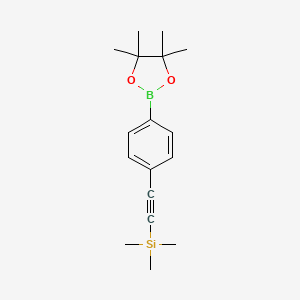 Chemical structure of 4-(4,4,5,5-Tetramethyl-[1,3,2]dioxaborolan-2-yl)-phenylethynyl-trimethylsilane