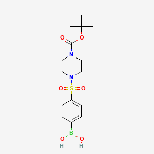 Chemical structure of 4-(4-(tert-Butoxycarbonyl)piperazin-1-ylsulfonyl)phenylboronic acid