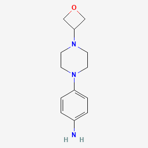 Chemical structure of 4-(4-(Oxetan-3-yl)piperazin-1-yl)aniline