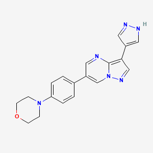 Chemical structure of 4-(4-(3-(1H-Pyrazol-4-yl)pyrazolo[1,5-a]pyrimidin-6-yl)phenyl)morpholine