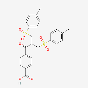 Chemical structure of 4-(3-tosyl-2-(tosylmethyl)propanoyl)benzoic acid