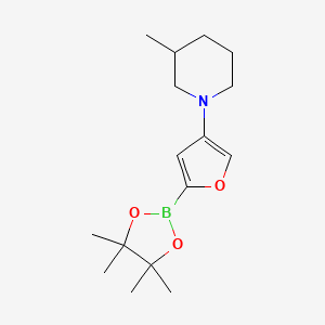 Chemical structure of 4-(3-Methylpiperidin-1-yl)furan-2-boronic acid pinacol ester