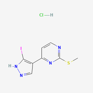 Chemical structure of 4-(3-Iodo-1H-pyrazol-4-yl)-2-(methylthio)pyrimidine hydrochloride
