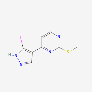 Chemical structure of 4-(3-Iodo-1H-pyrazol-4-yl)-2-(methylthio)pyrimidine
