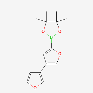 Chemical structure of 4-(3-Furyl)furan-2-boronic acid pinacol ester