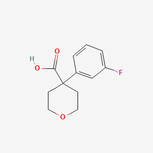 Chemical structure of 4-(3-fluorophenyl)tetrahydro-2H-pyran-4-carboxylic acid