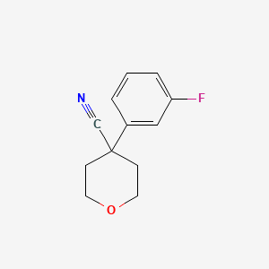 Chemical structure of 4-(3-Fluorophenyl)oxane-4-carbonitrile