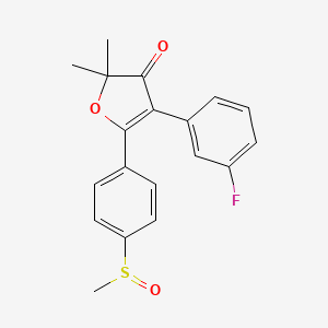 Chemical structure of 4-(3-fluorophenyl)-2,2-dimethyl-5-(4-(methylsulfinyl)phenyl) furan-3(2H)-one