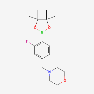 Chemical structure of 4-(3-Fluoro-4-(4,4,5,5-tetramethyl-1,3,2-dioxaborolan-2-yl)benzyl)morpholine