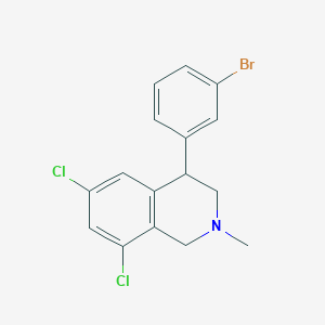 Chemical structure of 4-(3-bromophenyl)-6,8-dichloro-2-methyl-1,2,3,4-tetrahydroisoquinoline