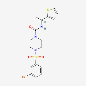 Chemical structure of 4-(3-bromobenzenesulfonyl)-N-[1-(thiophen-2-yl)ethyl]piperazine-1-carboxamide