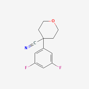 Chemical structure of 4-(3,5-difluorophenyl)tetrahydro-2H-pyran-4-carbonitrile