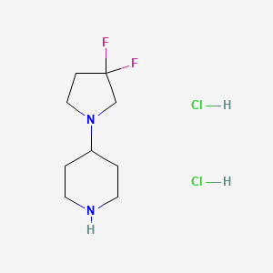 Chemical structure of 4-(3,3-Difluoropyrrolidin-1-yl)piperidine dihydrochloride