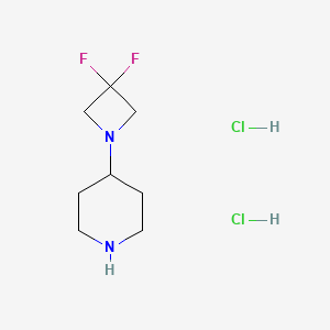Chemical structure of 4-(3,3-Difluoroazetidin-1-yl)piperidine dihydrochloride