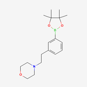 Chemical structure of 4-(3-(4,4,5,5-Tetramethyl-1,3,2-dioxaborolan-2-yl)phenethyl)morpholine