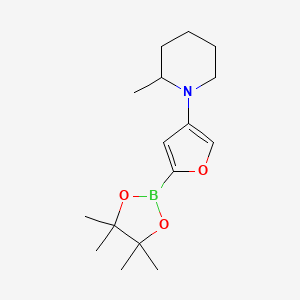 Chemical structure of 4-(2-Methylpiperidin-1-yl)furan-2-boronic acid pinacol ester
