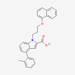Chemical structure of 4-(2-Methylphenyl)-1-(3-(1-naphthyloxy)propyl)-1H-indole-2-carboxylic acid