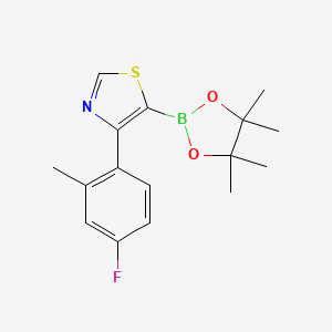 Chemical structure of 4-(2-Methyl-4-fluorophenyl)thiazole-5-boronic acid pinacol ester