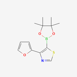 Chemical structure of 4-(2-Furyl)thiazole-5-boronic acid pinacol ester