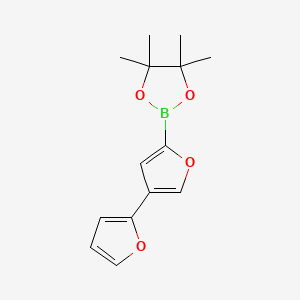 Chemical structure of 4-(2-Furyl)furan-2-boronic acid pinacol ester