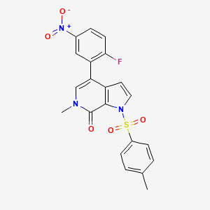 Chemical structure of 4-(2-fluoro-5-nitrophenyl)-6-methyl-1-tosyl-1H-pyrrolo[2,3-c]pyridin-7(6H)-one