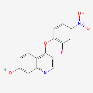 Chemical structure of 4-(2-fluoro-4-nitrophenoxy)quinolin-7-ol