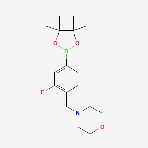 Chemical structure of 4-(2-Fluoro-4-(4,4,5,5-tetramethyl-1,3,2-dioxaborolan-2-yl)benzyl)morpholine