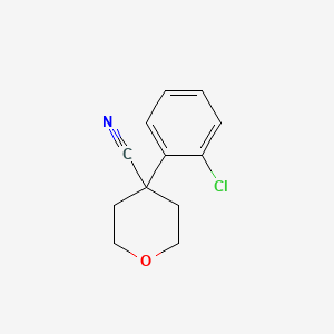 Chemical structure of 4-(2-chlorophenyl)tetrahydro-2H-pyran-4-carbonitrile