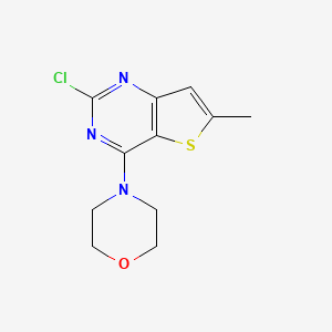 Chemical structure of 4-(2-Chloro-6-methylthieno[3,2-d]pyrimidin-4-yl)morpholine