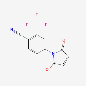 Chemical structure of 4-(2,5-dioxo-2,5-dihydro-1H-pyrrol-1-yl)-2-(trifluoromethyl)benzonitrile