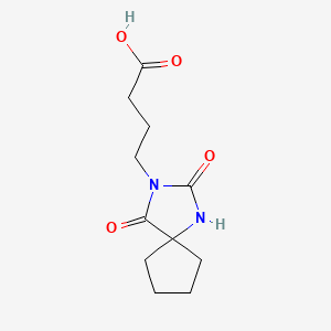 Chemical structure of 4-(2,4-Dioxo-1,3-diaza-spiro[4.4]non-3-yl)-butyric acid