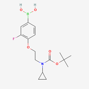 Chemical structure of 4-(2-(tert-Butoxycarbonyl(cyclopropyl)amino)ethoxy)-3-fluorophenylboronic acid