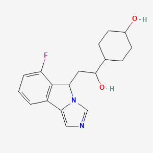 Chemical structure of 4-(2-(6-Fluoro-5H-imidazo[5,1-α]isoindol-5-yl)-1-hydroxyethyl)cyclohexanol