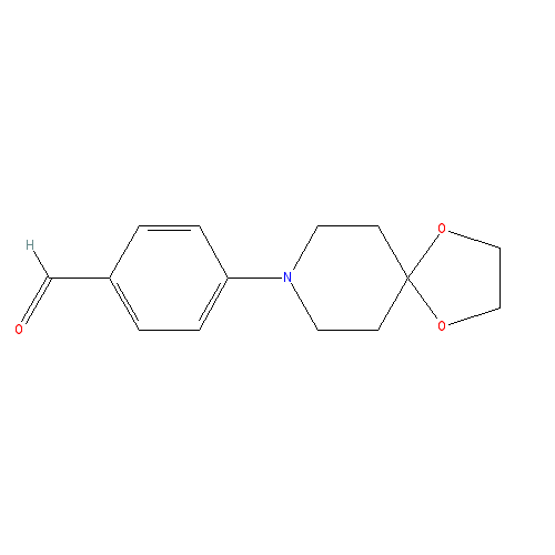 Chemical structure of 4-(1,4-Dioxa-8-azaspiro[4.5]decan-8-yl)benzaldehyde