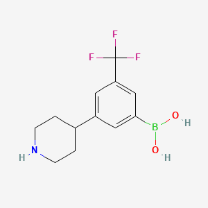 Chemical structure of 3-Trifluoromethyl-5-(piperidin-4-yl)phenylboronic acid