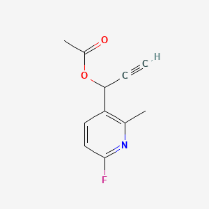 Chemical structure of 1-(6-Fluoro-2-methylpyridin-3-yl)prop-2-yn-1-yl acetate