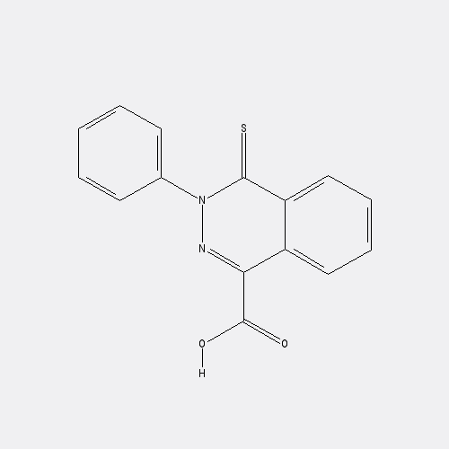 Chemical structure of 3-phenyl-4-thioxo-3,4-dihydrophthalazine-1-carboxylic acid
