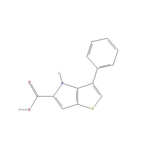 Chemical structure of 3-phenyl-4H-thieno[3,2-b]pyrrole-5-carboxylic acid