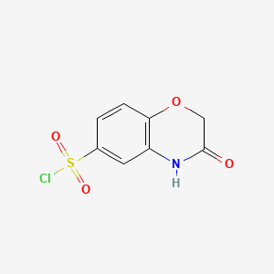 Chemical structure of 3-oxo-3,4-dihydro-2H-1,4-benzoxazine-6-sulfonyl chloride