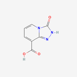 Chemical structure of 3-oxo-2H,3H-(1,2,4)triazolo(4,3-a)pyridine-8-carboxylic acid