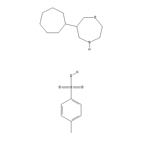 Chemical structure of 3-Oxa-6-azabicyclo[3.1.1]heptane; 4-methylbenzene-1-sulfonic acid