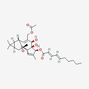 Chemical structure of 3-O-(2'E,4'E-decadienoyl)-20-O-acetylingenol